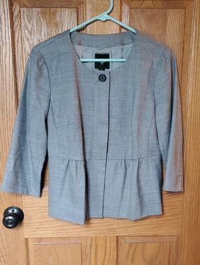 J. Crew Gray Collarless Peplum Blazer